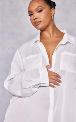 Plus White Plain Shirt Dress