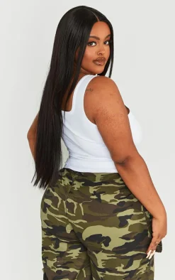 Plus White Textured Seam Detail Corset Top