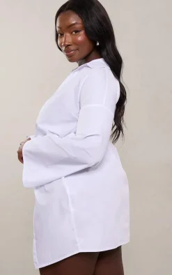 Plus White Wrap Front Belt Detail Shirt Dress