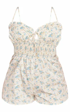 Plus Yellow Floral Printed Frill Detail Romper