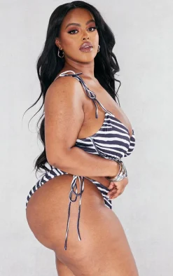 Plus Zebra Tie Side Bikini Bottoms
