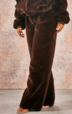 Premium Chocolate Brown Faux Fur Sweatpants