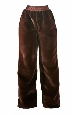 Premium Chocolate Brown Faux Fur Sweatpants
