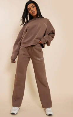 Premium Coffee Printed Straight Leg Sweatpants