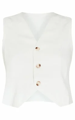 Premium Cream Textured Tailored Seam Detail Vest