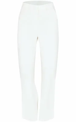 Premium Cream Textured Tailored Seam Straight Leg Pants