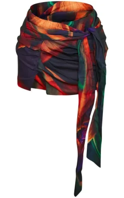 Premium Multi Tie Dye Tie Detail Mini Skirt