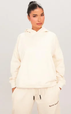 Premium Petite Sand Sports Academy Puff Print Oversized Hoodie