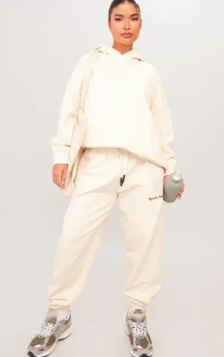 Premium Petite Sand Sports Academy Puff Print Oversized Sweatpants