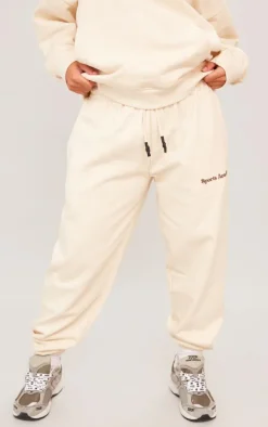 Premium Petite Sand Sports Academy Puff Print Oversized Sweatpants