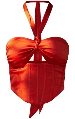 Premium Red Satin Halterneck Corset