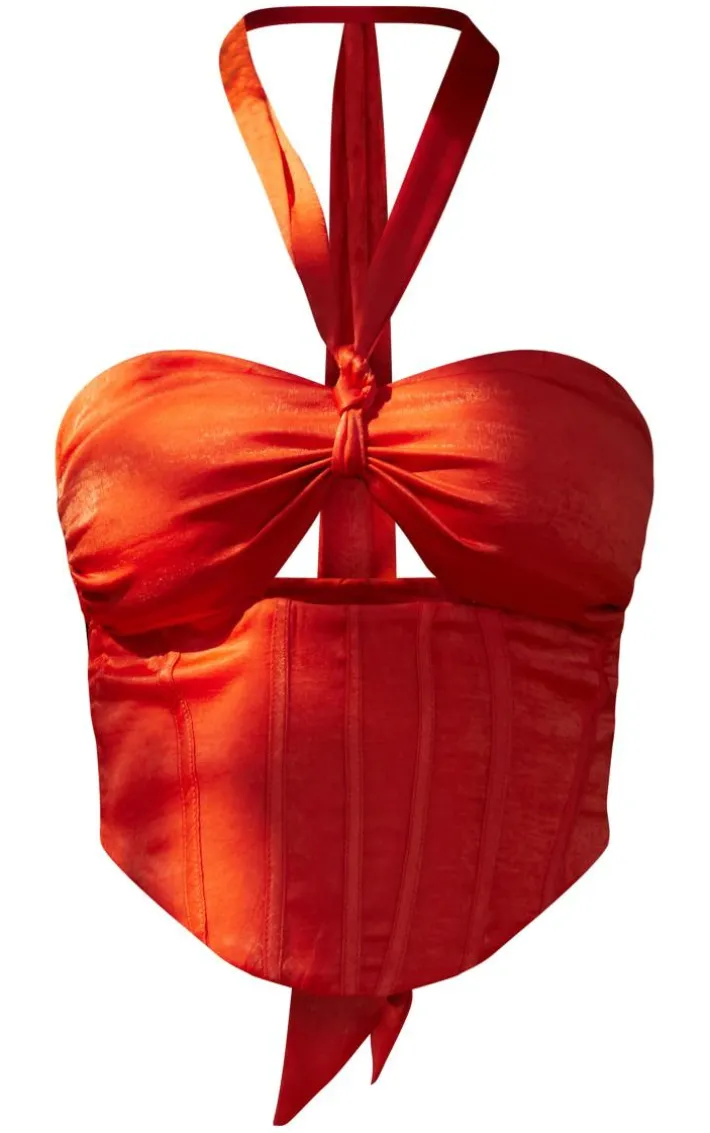Premium Red Satin Halterneck Corset