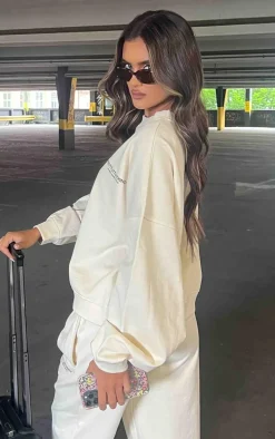 Premium Sand Printed Oversized Boxy Sweatshirt