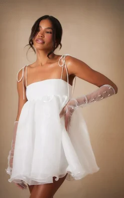 Premium White Chiffon Strappy Mini Dress