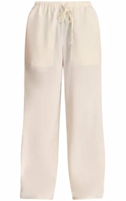 Premium White Satin Low Rise Drawstring Pants