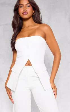 Premium White Tailored Woven Top