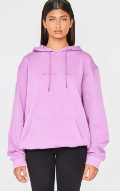PRETTYLITLETHING Purple Graphic Embroidery Hoodie