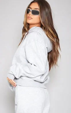 PRETTYLITTLETHING Ash Grey Embroidered Graphic Hoodie