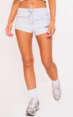 PRETTYLITTLETHING Ash Grey Embroidered Runner Shorts