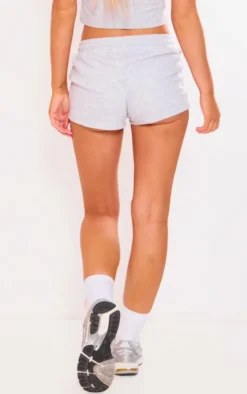 PRETTYLITTLETHING Ash Grey Embroidered Runner Shorts