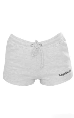 PRETTYLITTLETHING Ash Grey Embroidered Runner Shorts