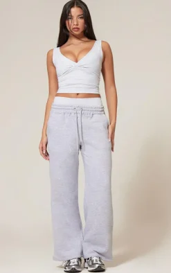 PRETTYLITTLETHING Ash Grey Oversized Low Rise Wide Leg Sweatpants