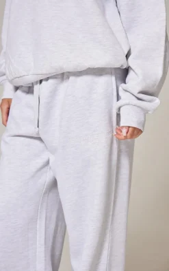 PRETTYLITTLETHING Ash Grey Premium Embroidered Oversized Wide Leg Sweatpants