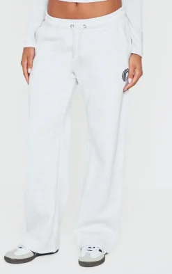 PRETTYLITTLETHING Ash Grey Printed Wide Leg Sweatpants