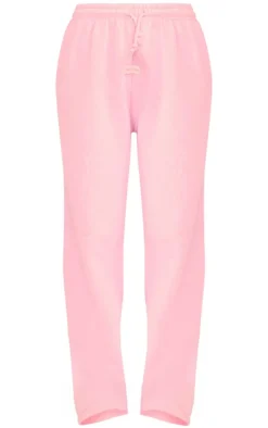 PRETTYLITTLETHING Baby Pink Badge Detail Mid Rise Wide Leg Sweatpants