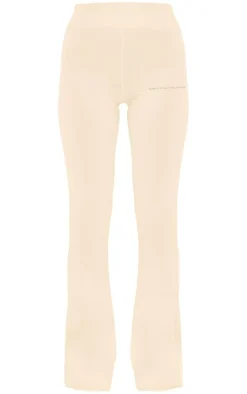PRETTYLITTLETHING Beige Printed Flared Pants
