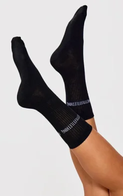 PRETTYLITTLETHING Black Basic Socks