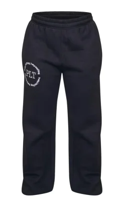 PRETTYLITTLETHING Black Embroiderd Sweat Pant Sweatpants