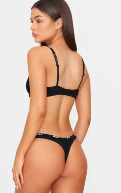 PRETTYLITTLETHING Black Jersey Thong