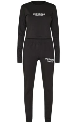 PRETTYLITTLETHING Black Long Sleeve Legging Pj Set