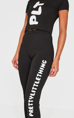 PRETTYLITTLETHING Black Legging Pajama Set