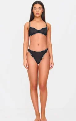 PRETTYLITTLETHING Black Mesh Panties