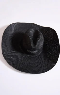 PRETTYLITTLETHING Black Raffia Large Sun Hat