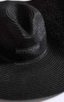 PRETTYLITTLETHING Black Raffia Large Sun Hat