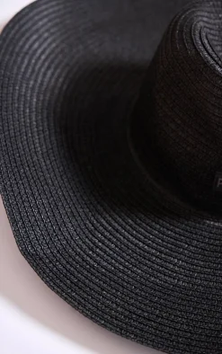 PRETTYLITTLETHING Black Raffia Large Sun Hat