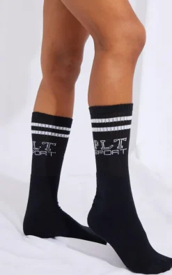 PRETTYLITTLETHING Black Sport Socks