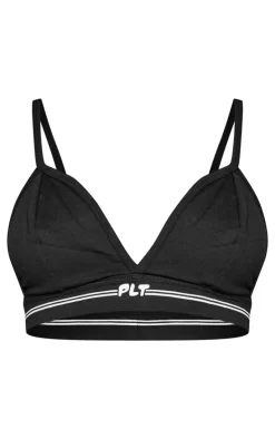 PRETTYLITTLETHING Black Tape Triangle Seam Detail Bralette