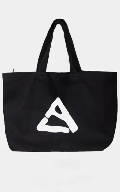 PRETTYLITTLETHING Black Trail Logo Tote