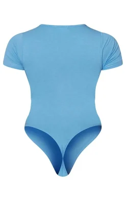 PRETTYLITTLETHING Bright Blue Logo Short Sleeved Bodysuit