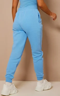 PRETTYLITTLETHING Bright Blue Logo High Waisted Cuffed Sweatpant