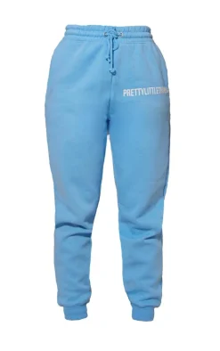 PRETTYLITTLETHING Bright Blue Logo High Waisted Cuffed Sweatpant