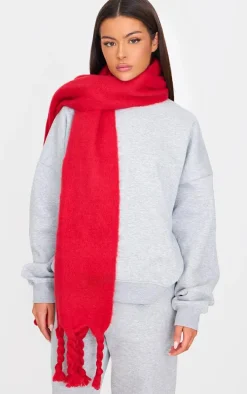 PRETTYLITTLETHING Bright Red Tab Blanket Scarf