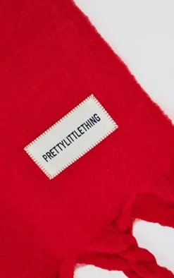 PRETTYLITTLETHING Bright Red Tab Blanket Scarf