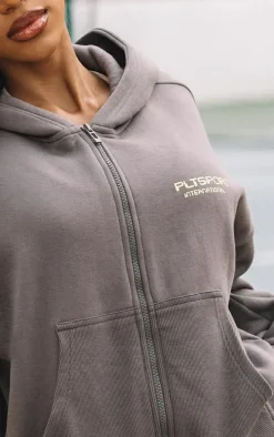 PRETTYLITTLETHING Charcoal Sport Rib Pocket Zip Through Jacket