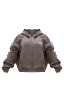 PRETTYLITTLETHING Charcoal Sport Rib Pocket Zip Through Jacket