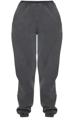 PRETTYLITTLETHING Charcoal Badge Detail Sports Sweatpants